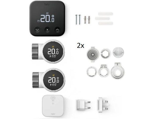 Panasonic tado° Multi-Room Starter Kit X inkl. Smartes Thermostat X, 2x Smartes Heizkörper-Thermostat X, Bridge X